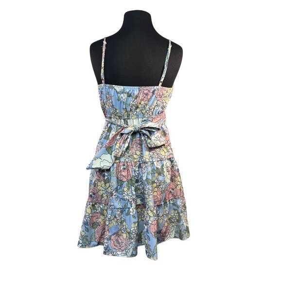 Altard State Size M Floral Spaghetti Strap Dress  Ruched Bodice & Tiered Skirt - Picture 4 of 5